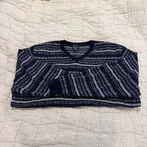 Vintage Jos. A. Bank Lambswool V Neck Blue Patterned Knit Sweater, Size XXL